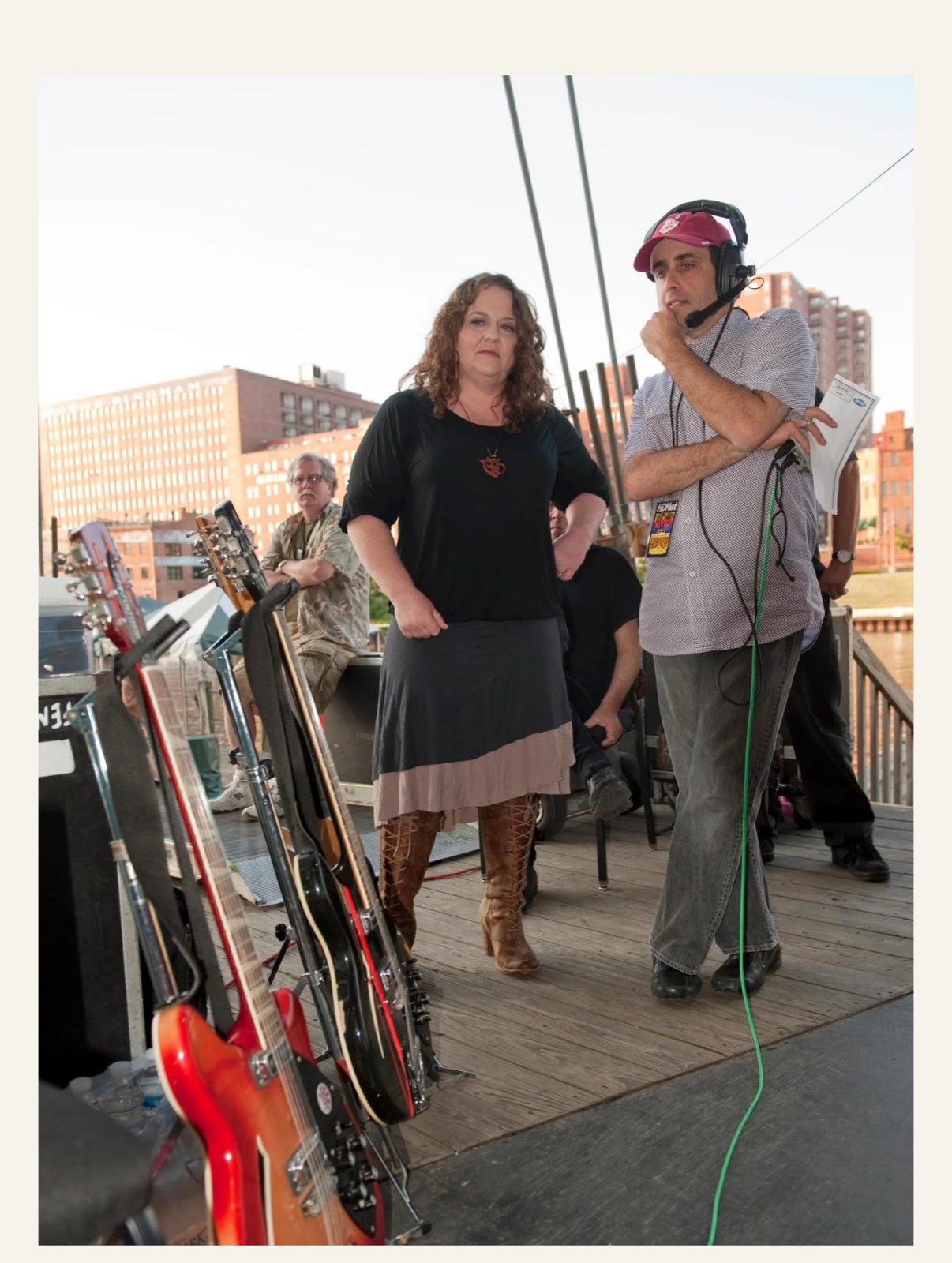 Liza Grossman and crew on a rooftop shoot