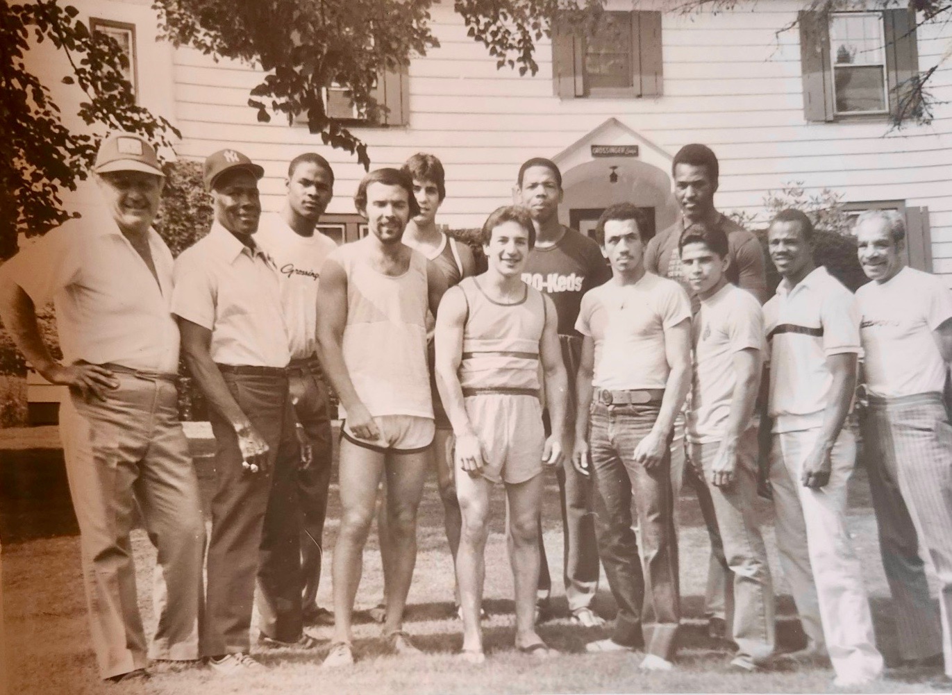 Fighters and staff outside a Catskills resort